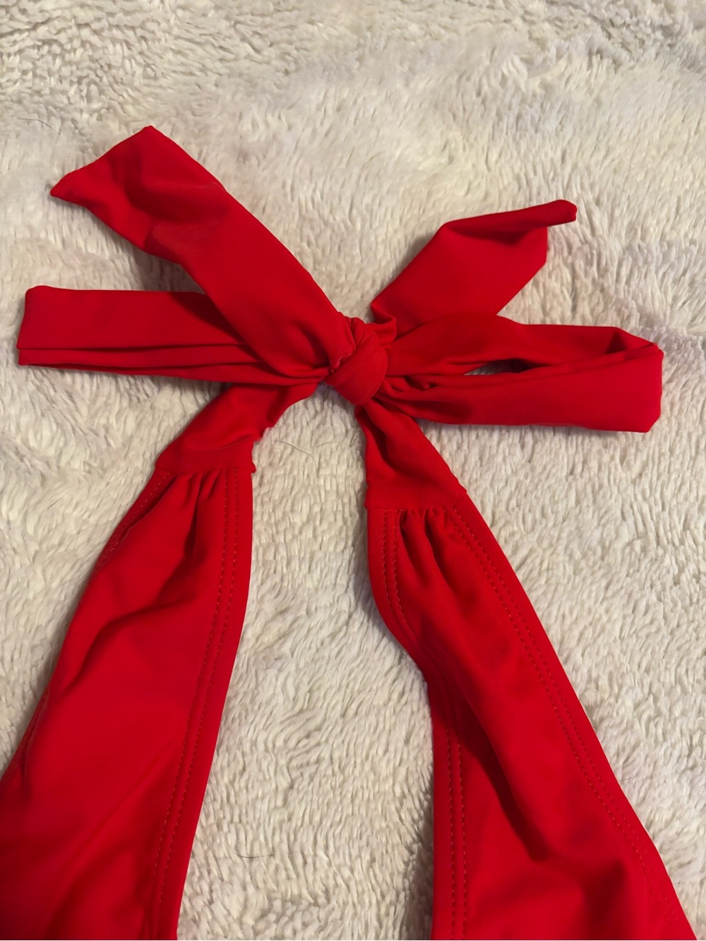 Red Ruffle Halter Bikini Top - Picture 6 of 6